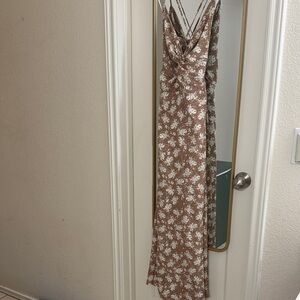 Lulu's Brown Floral Maxi Dress